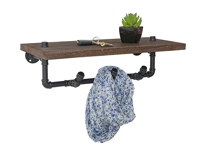 Garde-robe murale HWC-C45, étagère murale, design industriel marron