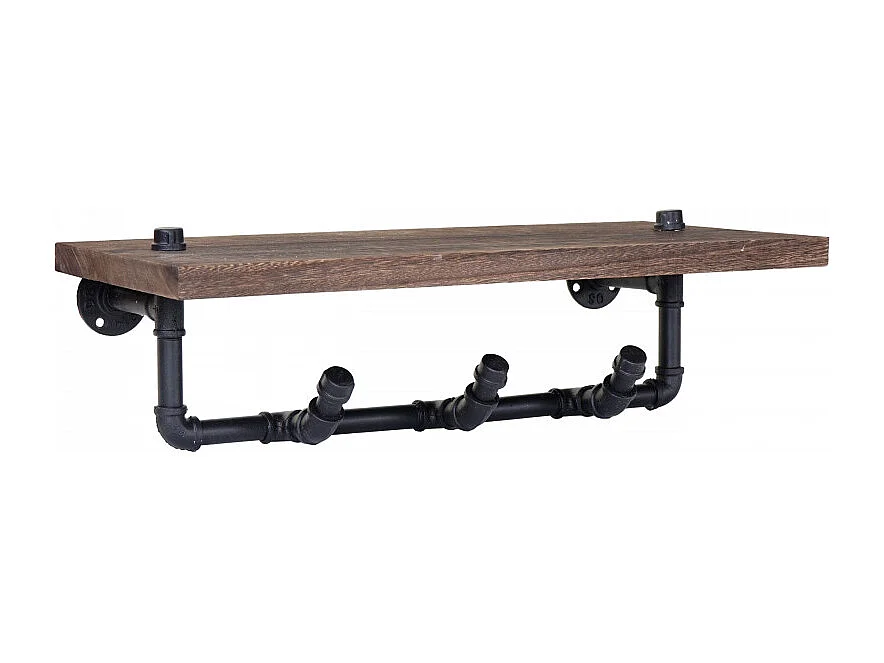 Garde-robe murale HWC-C45, étagère murale, design industriel marron