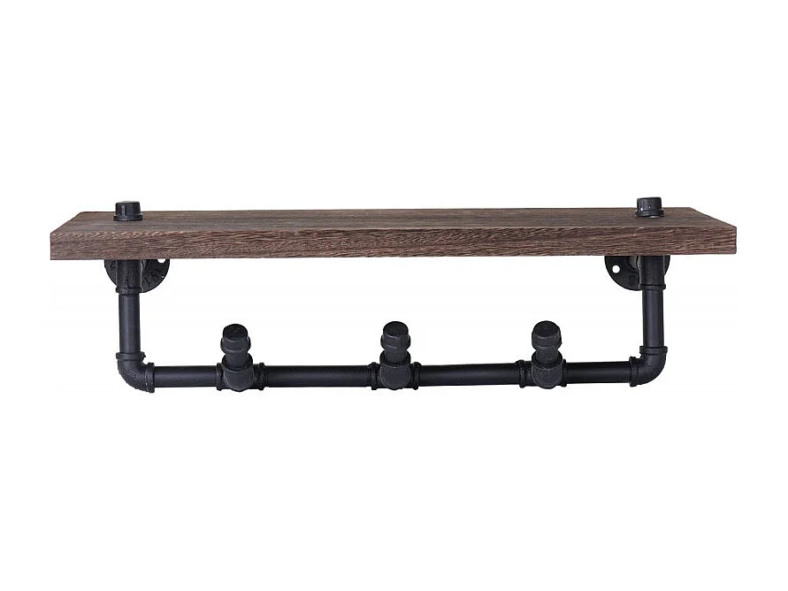 Garde-robe murale HWC-C45, étagère murale, design industriel marron