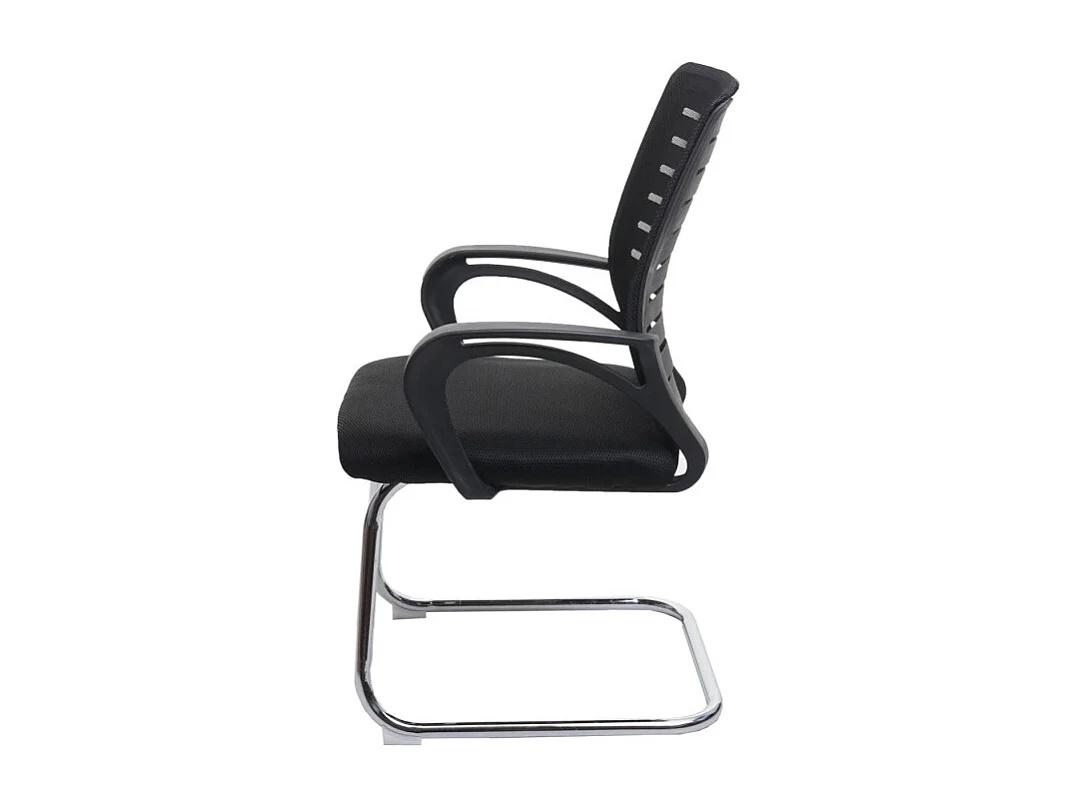 Lot de 2 chaises de conférence HWC-K51, chaise visiteur piétement luge, charge max. 150 kg tissu/textile - noir