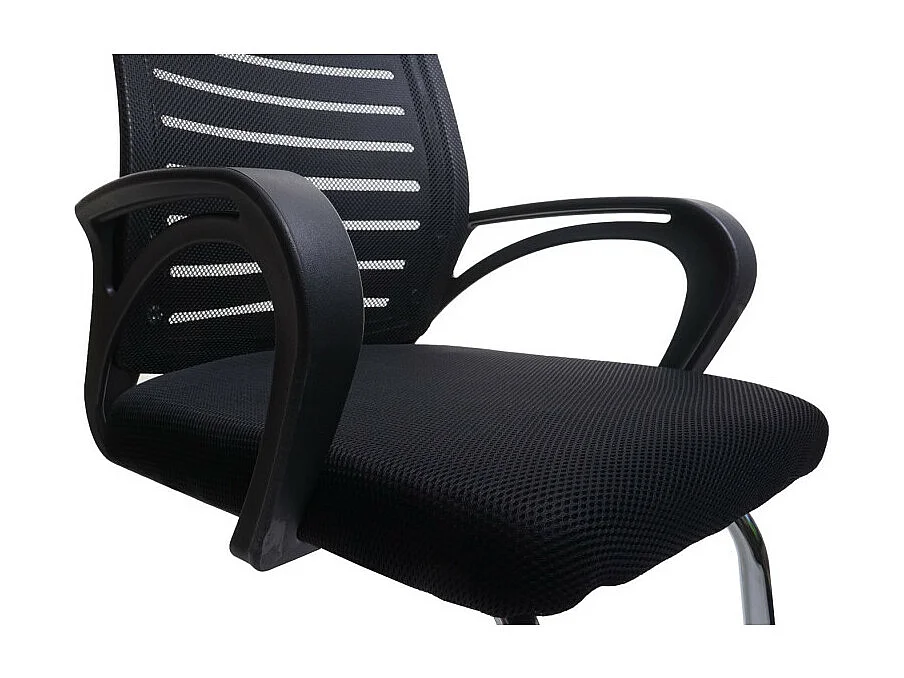 Lot de 2 chaises de conférence HWC-K51, chaise visiteur piétement luge, charge max. 150 kg tissu/textile - noir