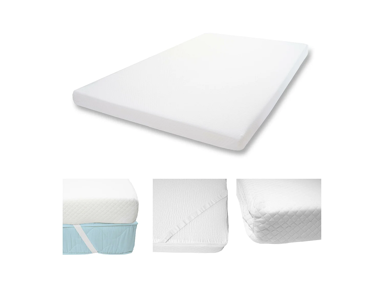 10cm Surmatelas en mousse à froid HWC-E63, Couvre-matelas, housse de matelas - 140x200cm