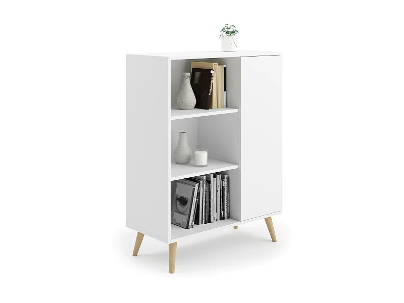 Bibliothèque scandinave FAMMY - Blanc