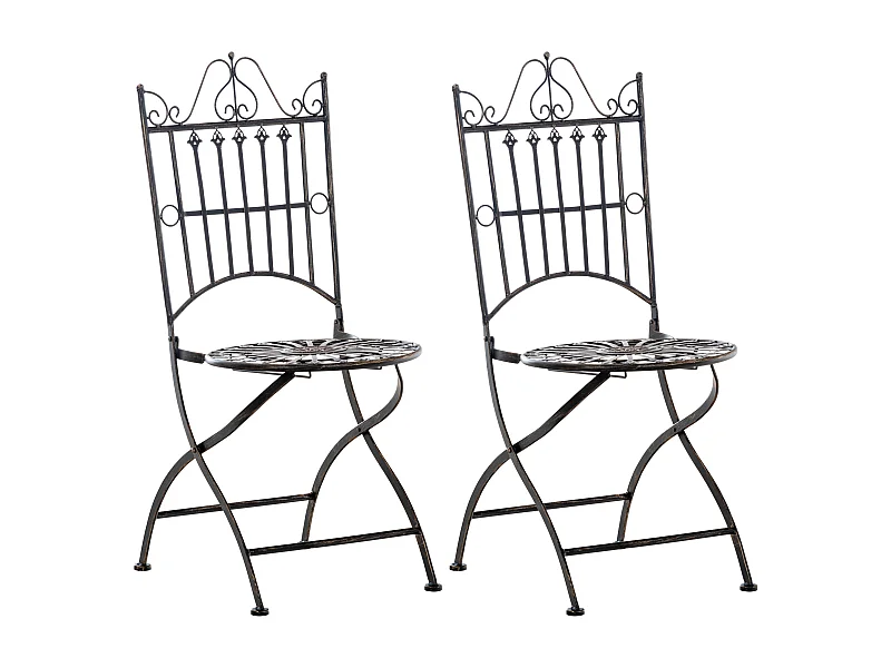 Set De 2  Silla de jardín - Metal & Metal - Bronce - Sadao