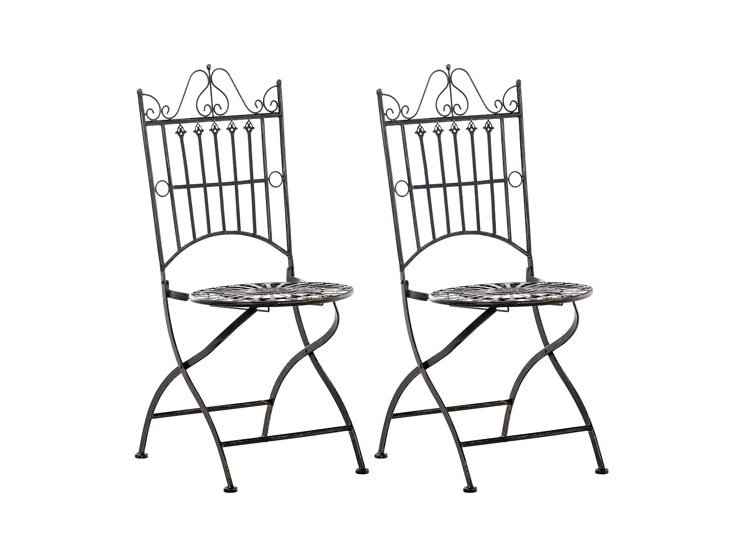 Lot de 2  Chaises de jardin - Métal & Métal - Bronze - Sadao