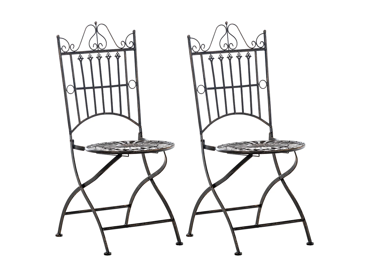 Lot de 2  Chaises de jardin - Métal & Métal - Bronze - Sadao