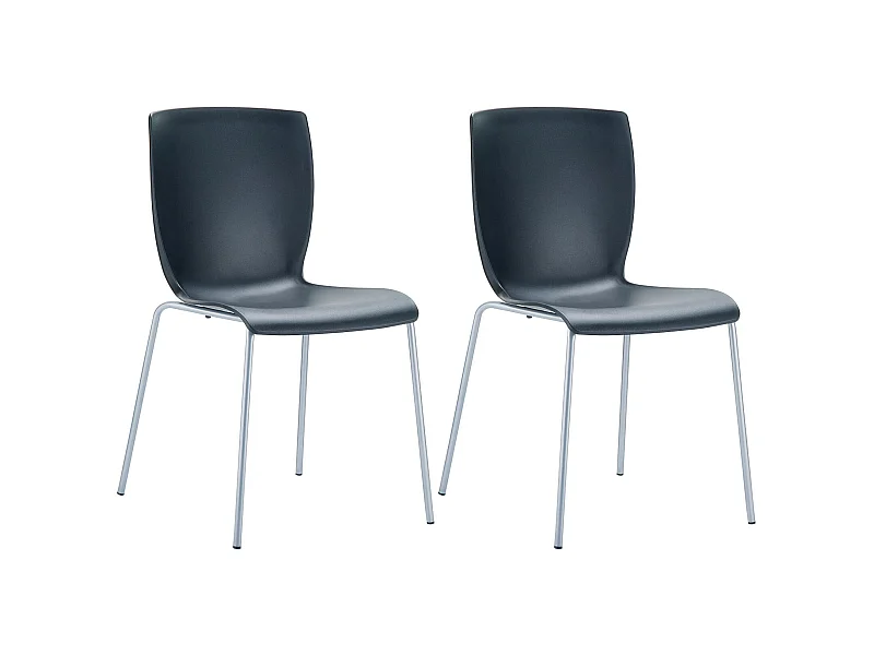 Lot de 2  Chaises de jardin - Plastique & Noir - Noir - Mio