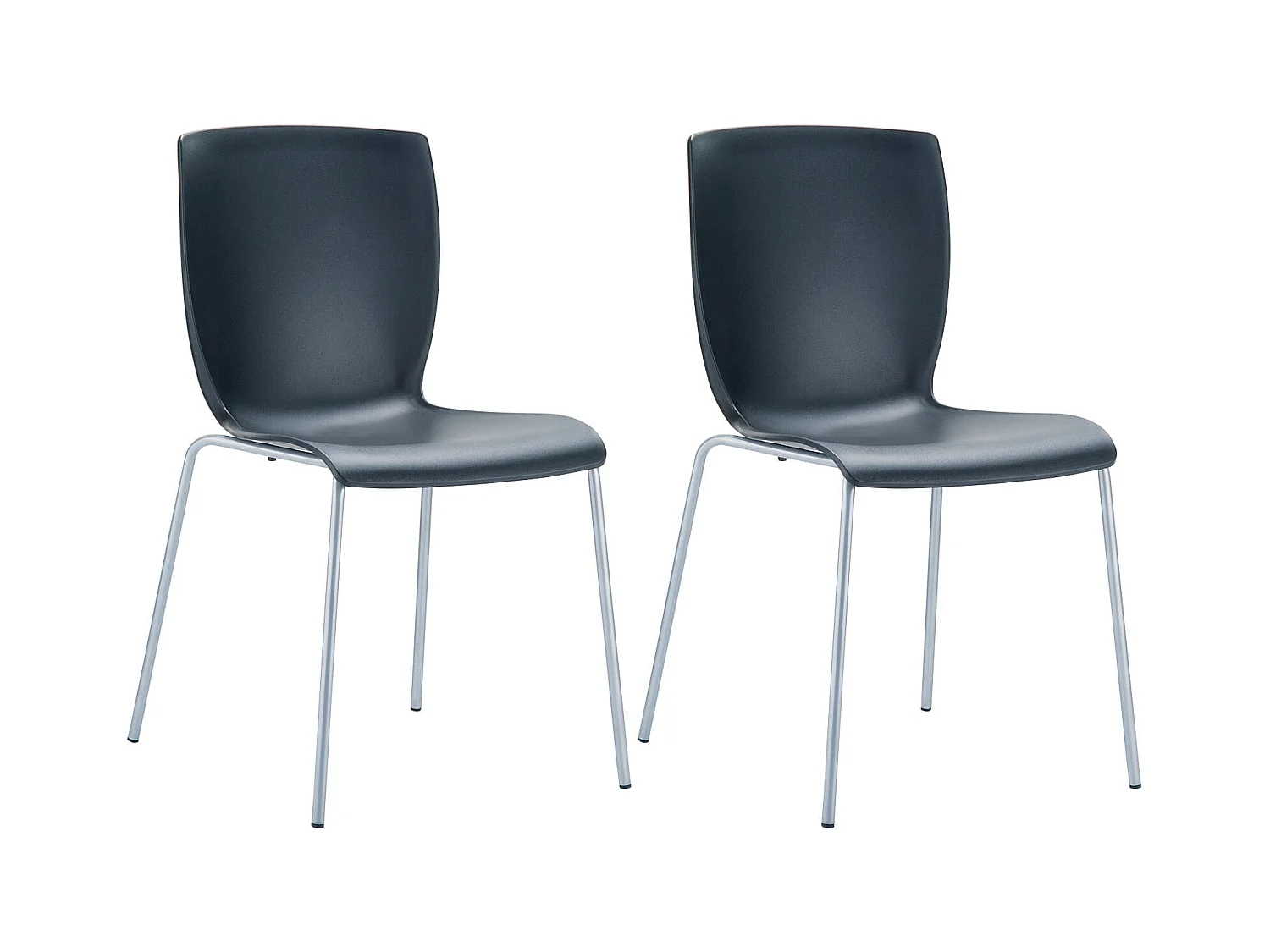 Lot de 2  Chaises de jardin - Plastique & Noir - Noir - Mio