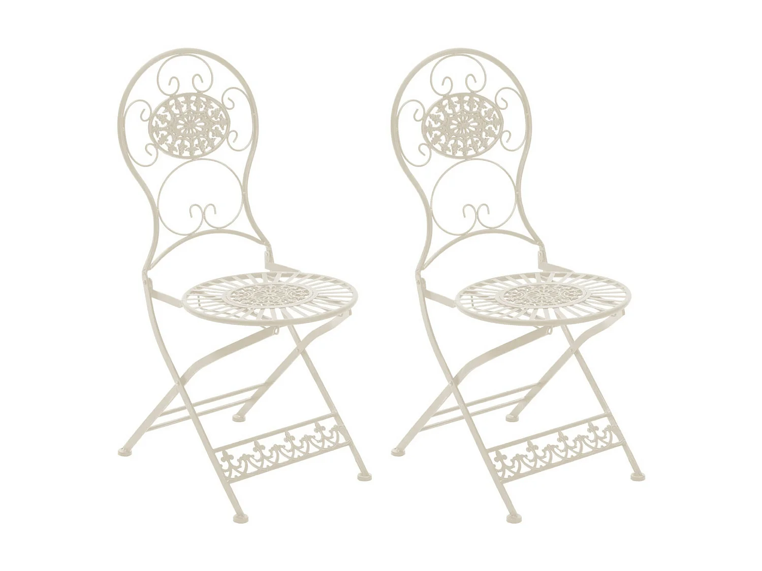 Lot de 2  Chaises de jardin - Métal & Métal - Crème antique - Mani
