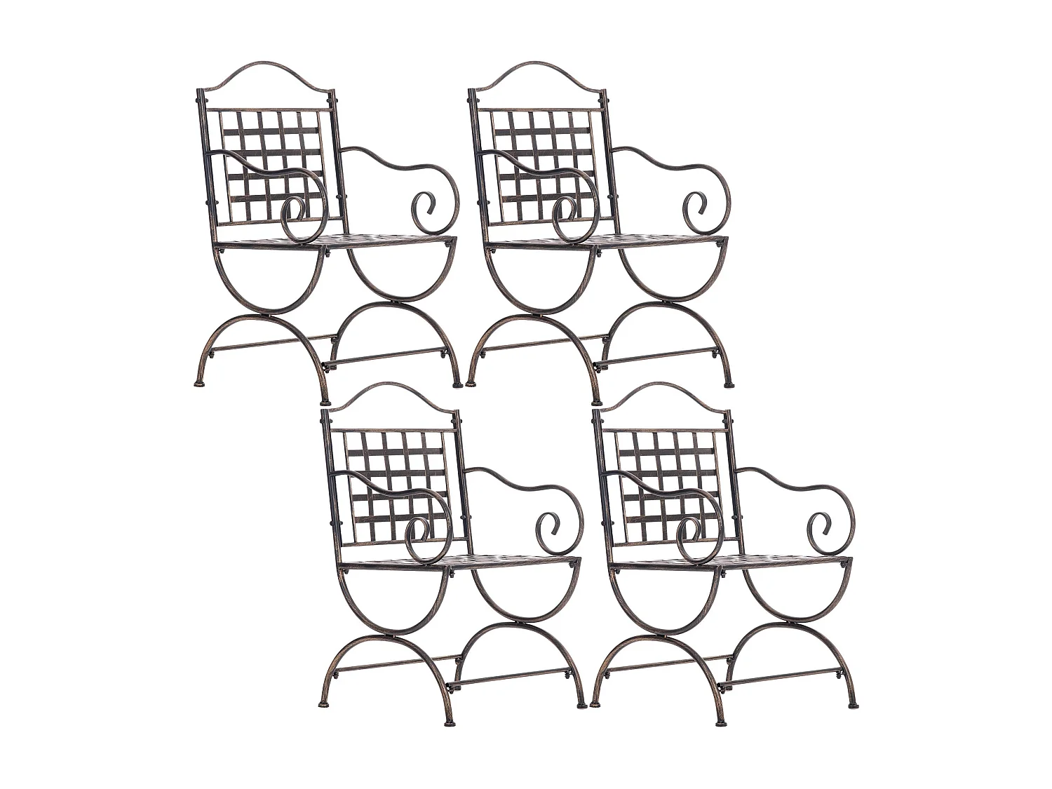 Lot de 4  Chaises de jardin - Métal - Bronze - Lotta