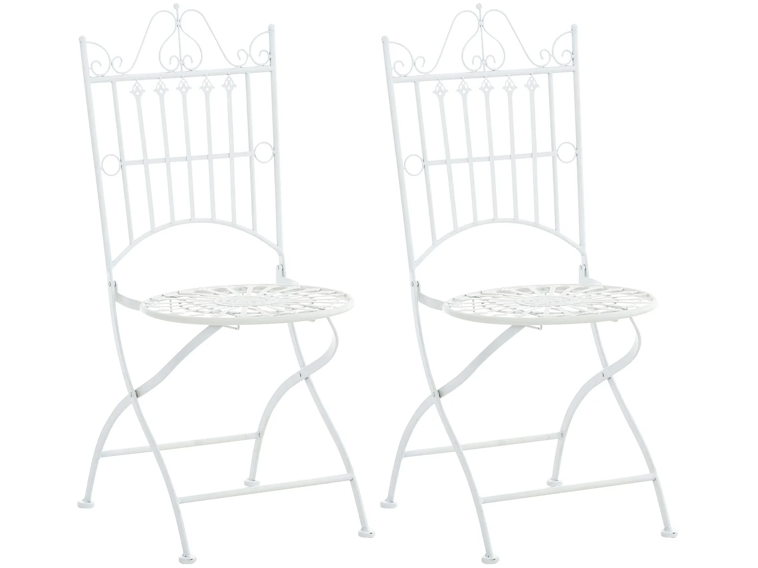 Lot de 2  Chaises de jardin - Métal & Métal - Blanc - Sadao