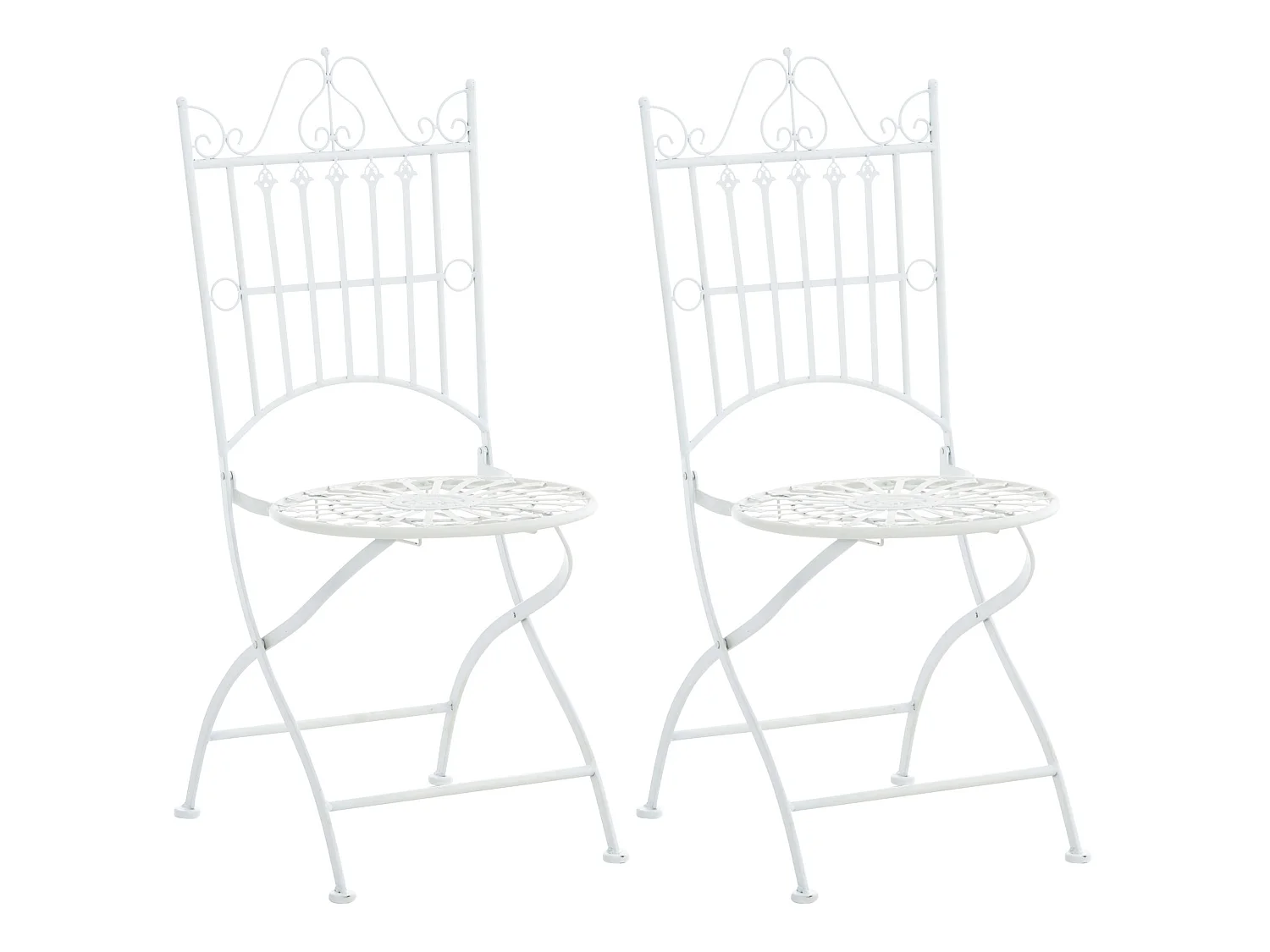 Lot de 2  Chaises de jardin - Métal & Métal - Blanc - Sadao