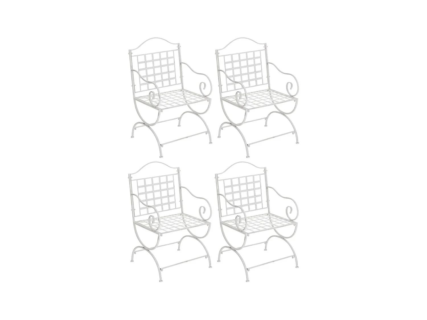 Lot de 4  Chaises de jardin - Métal - Blanc antique - Lotta
