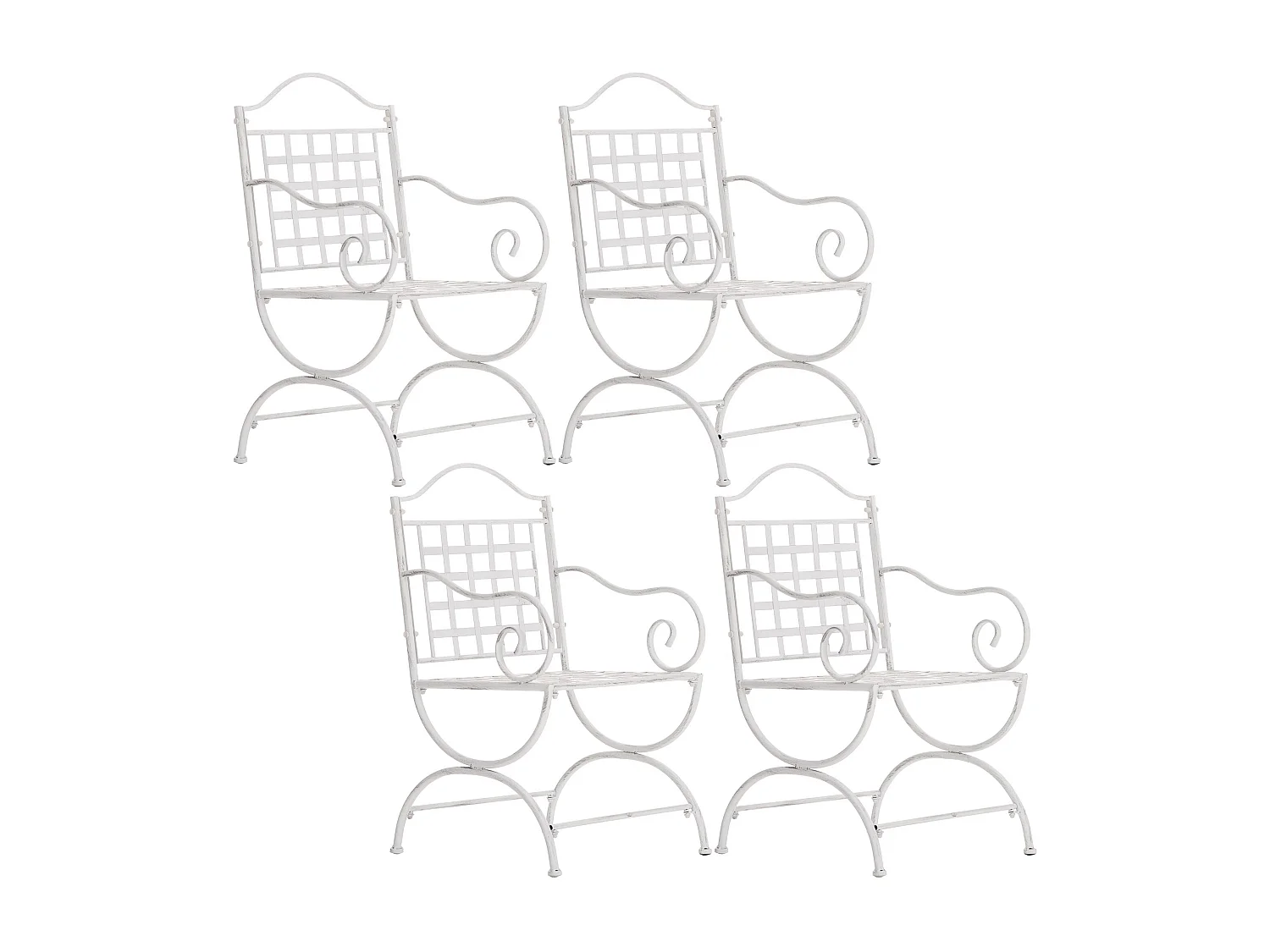 Lot de 4  Chaises de jardin - Métal - Blanc antique - Lotta