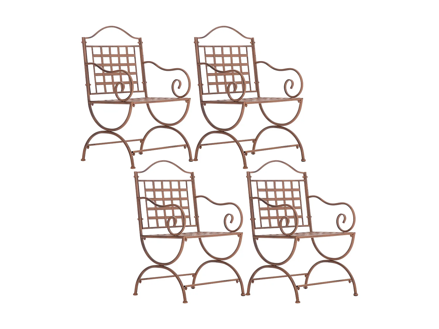 Lot de 4  Chaises de jardin - Métal - Marron antique - Lotta