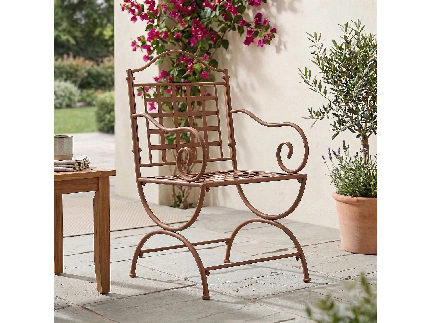 Lot de 4  Chaises de jardin - Métal - Marron antique - Lotta