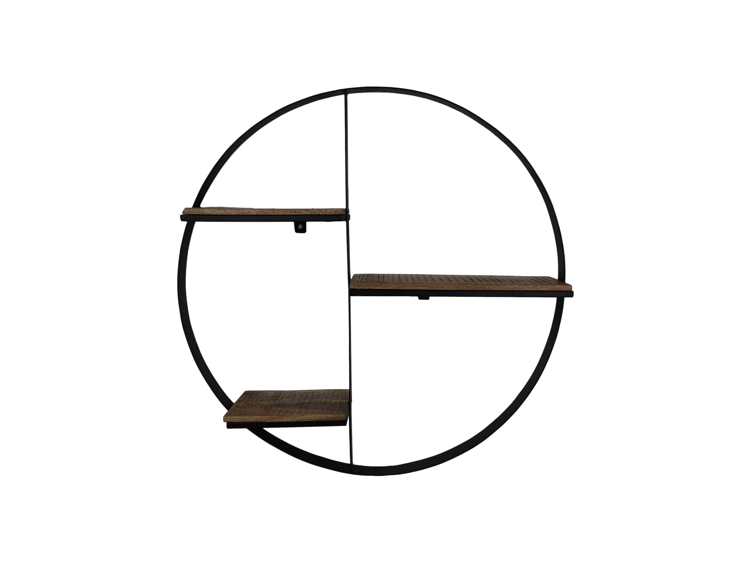 Support mural circulaire - bois de manguier et fer - naturel et noir - 80 x 16 x 80 cm
