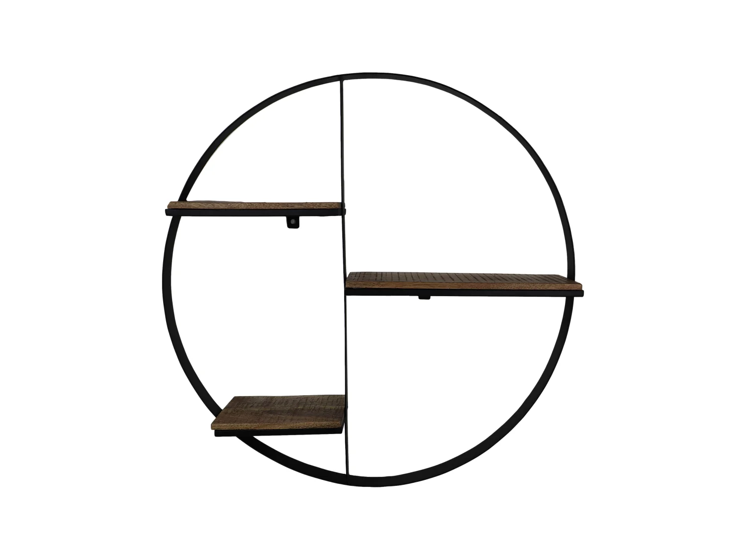 Support mural circulaire - bois de manguier et fer - naturel et noir - 80 x 16 x 80 cm