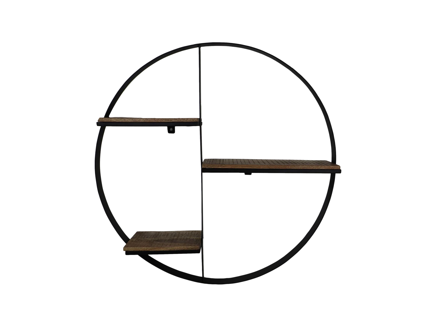 Support mural circulaire - bois de manguier et fer - naturel et noir - 80 x 16 x 80 cm