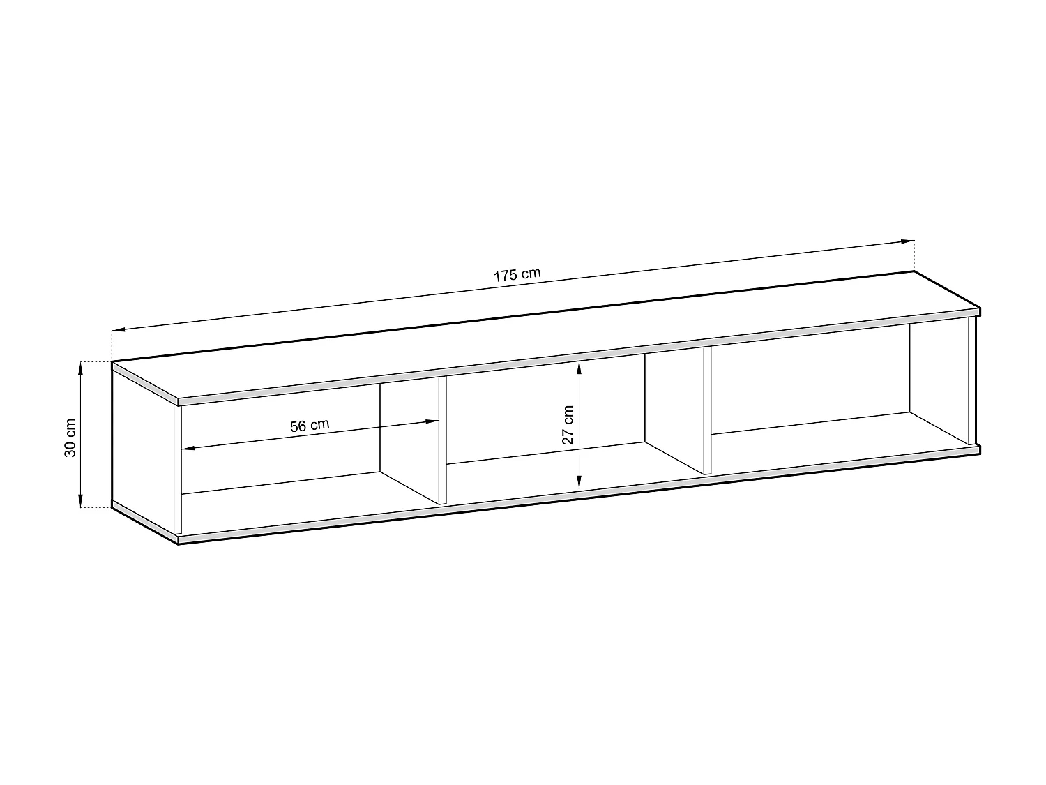 TV-Schrank - 175 cm - Lamellenfront - Schwarz mit goldenen Einsätzen - MUCALMA