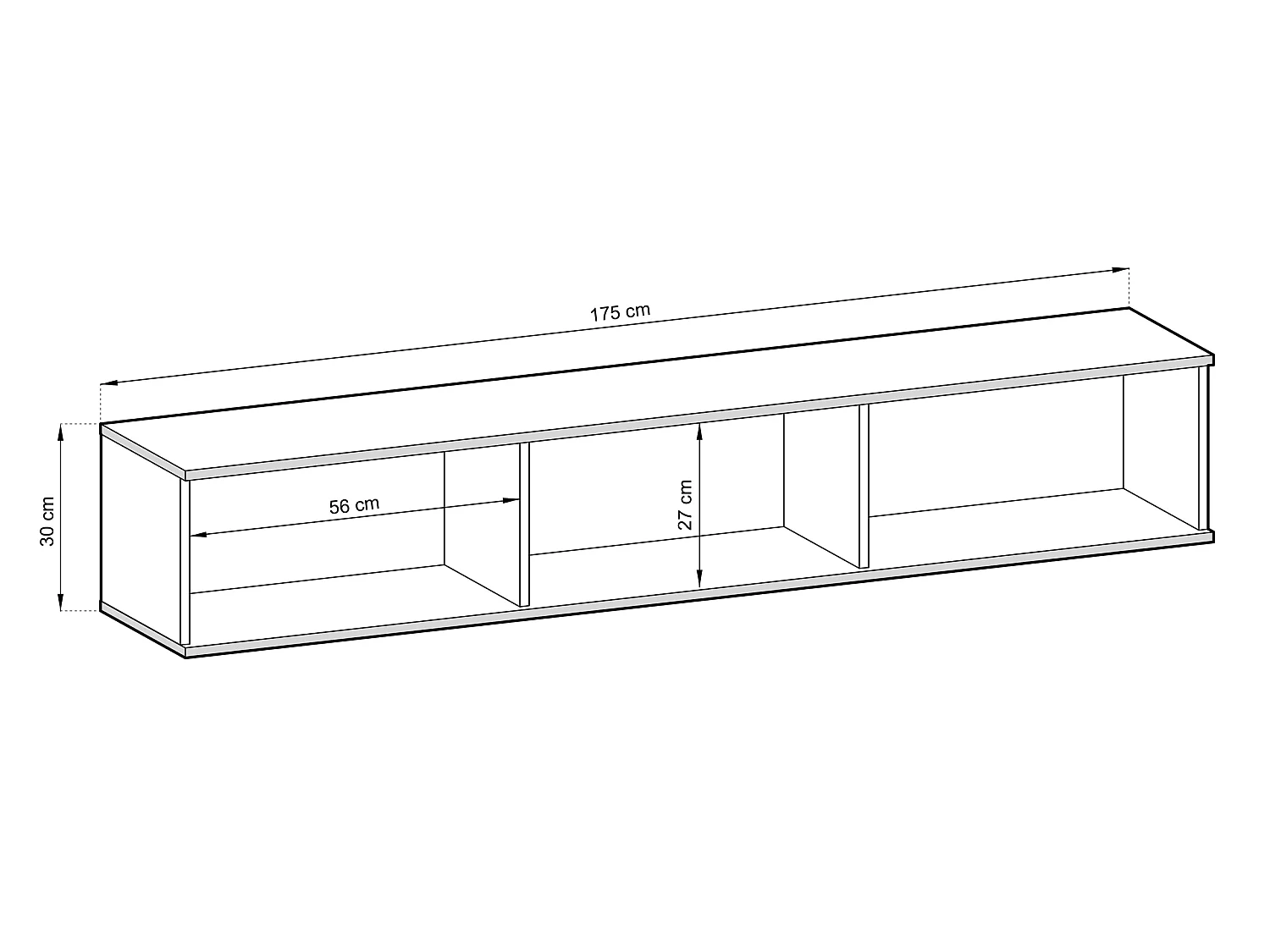 Meuble TV - 175 cm - façade à lamelles - noir avec inserts dorés - MUCALMA