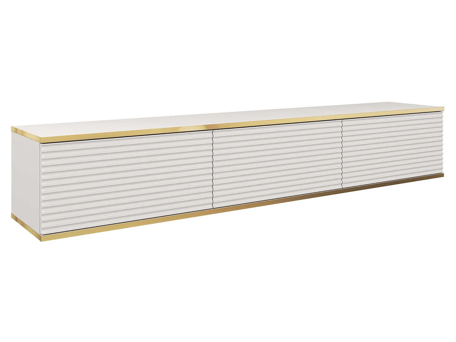 TV-meubel - 175 cm - lamellenfront - wit met gouden inzetstukken - MUCALMA