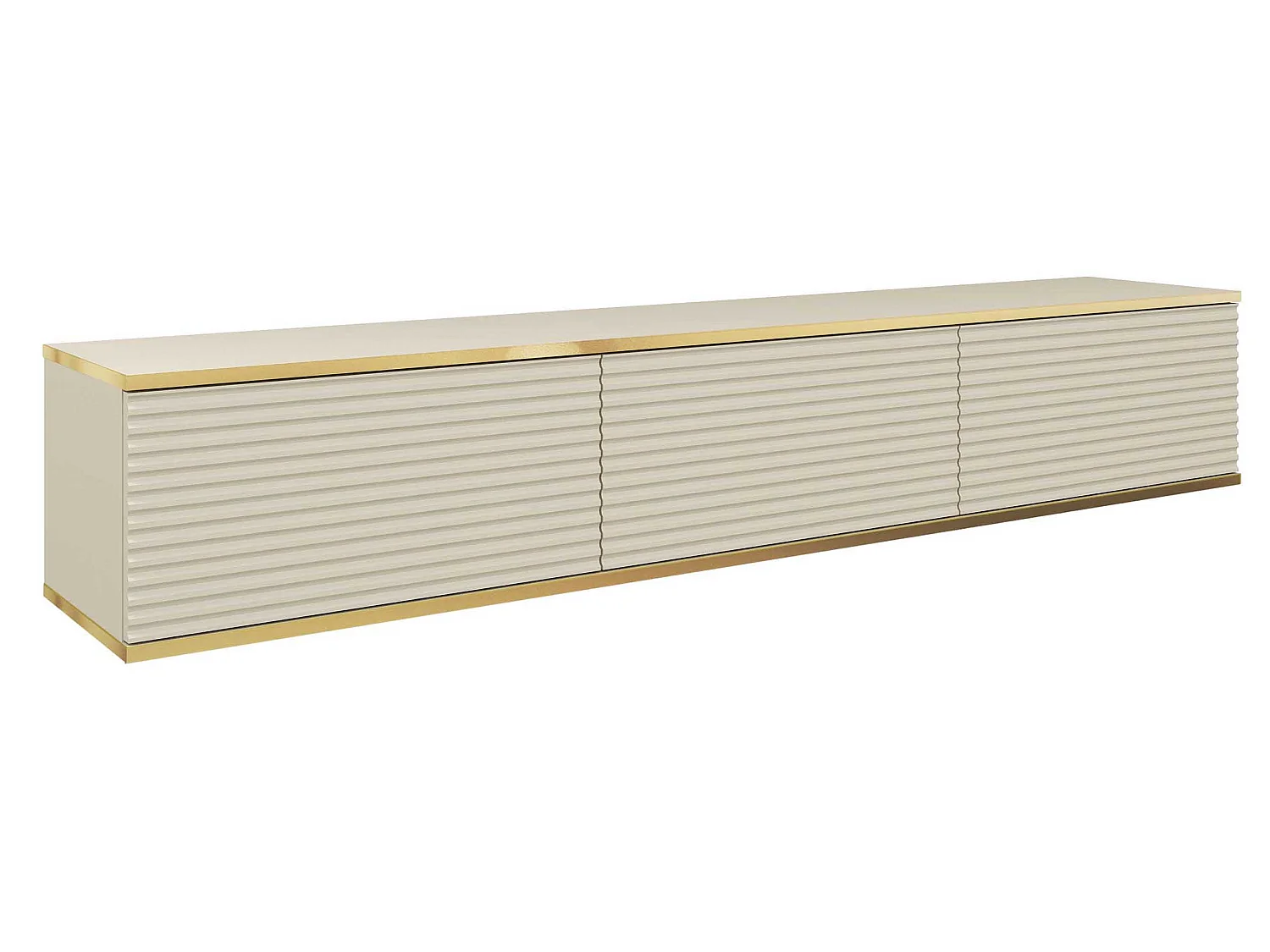 TV-meubel - 175 cm - lamellenfront - beige met gouden inzetstukken - MUCALMA