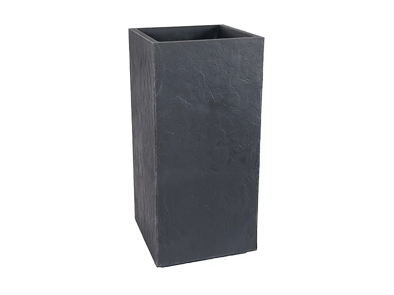 Pot de fleurs carré Haut Volcania - 39,5 x 39,5 x 80 cm - 31 L - Gris anthracite - Eda