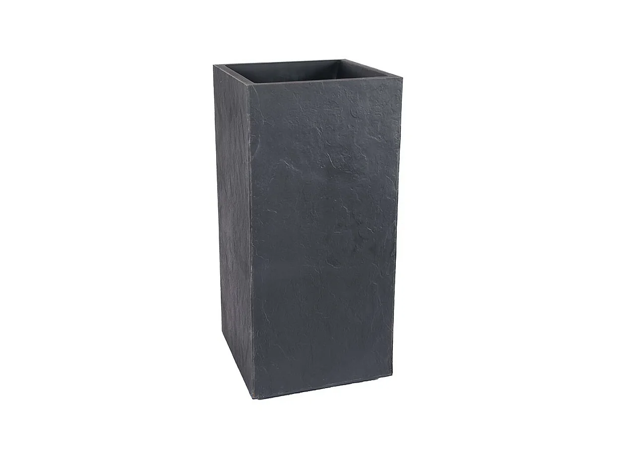 Pot de fleurs carré Haut Volcania - 39,5 x 39,5 x 80 cm - 31 L - Gris anthracite - Eda