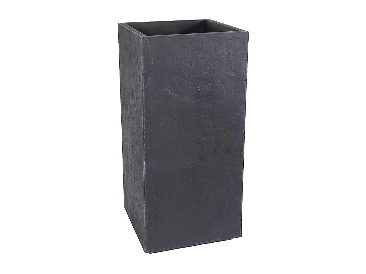 Pot de fleurs carré Haut Volcania - 39,5 x 39,5 x 80 cm - 31 L - Gris anthracite - Eda