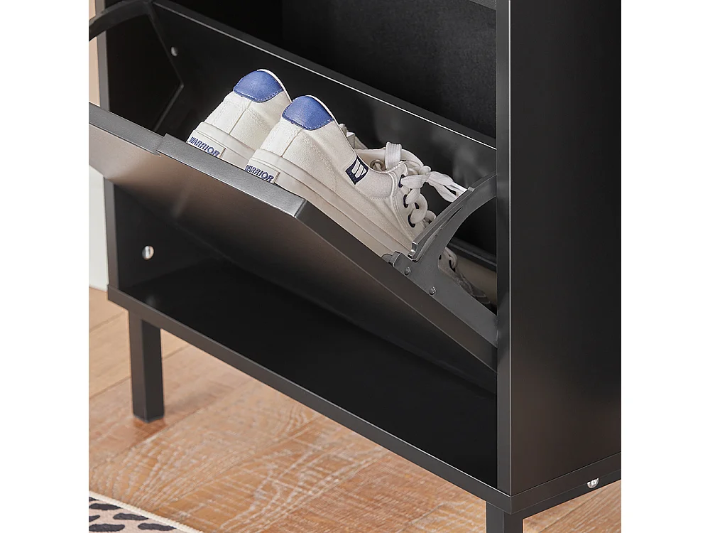 SoBuy FSR151-H-SCH Meuble à Chaussures Meuble de Rangement à Chaussures avec 2 Abattants Armoire à Chaussures Commode à Chaussures