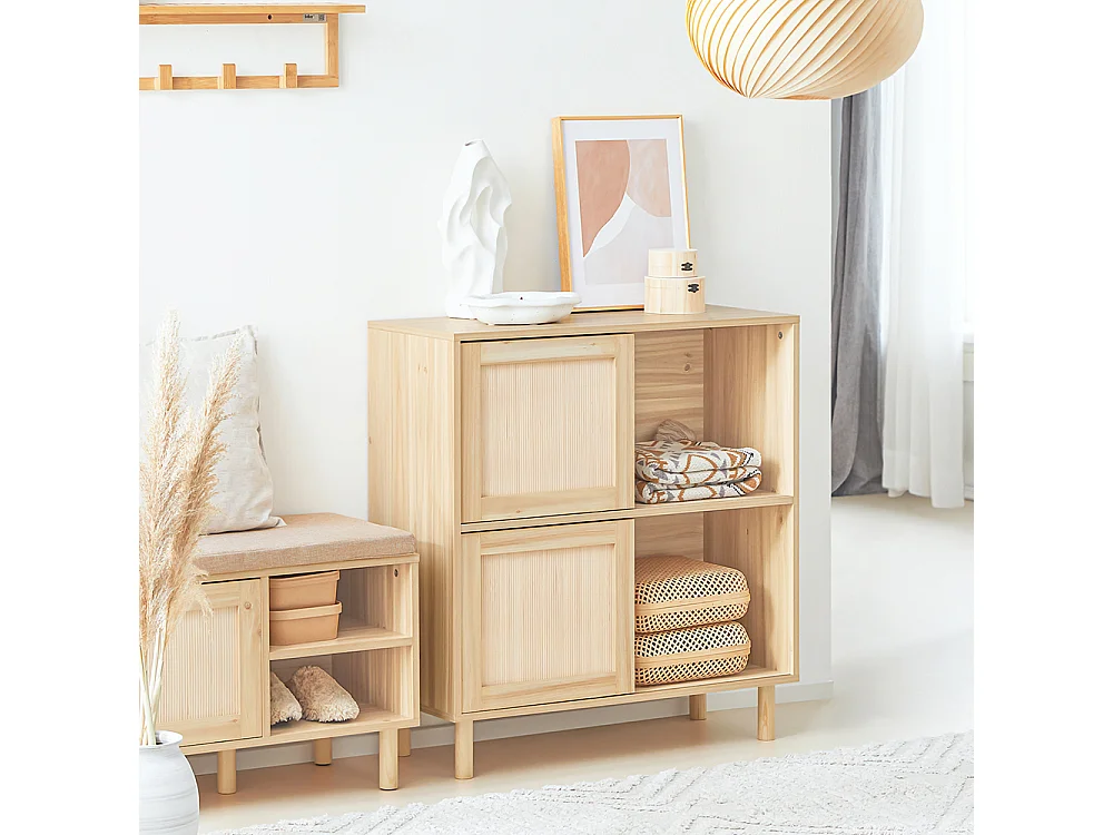 SoBuy FSB87-N Buffet avec 2 Portes Coulissantes Commode | Prévente