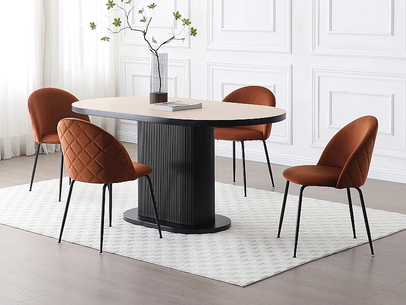 Zestaw 2 krzeseł z weluru i czarnej stali nierdzewnej - Terakota - MELBOURNE