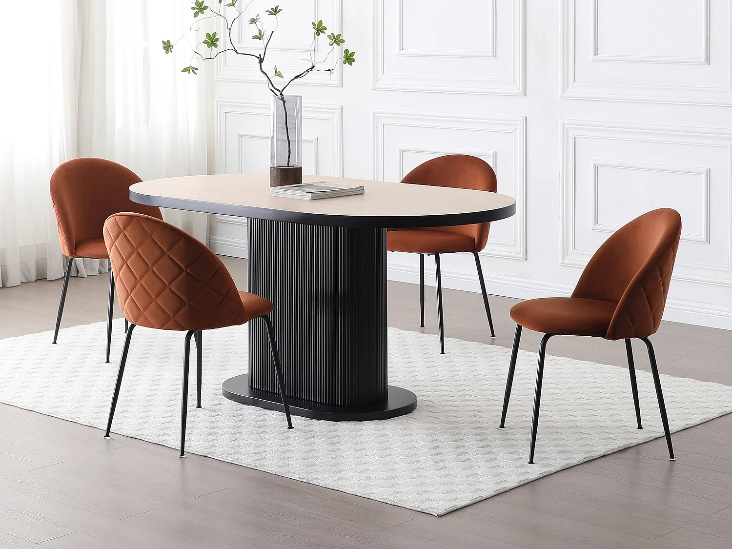 Lot de 2 chaises en velours et acier inoxydable noir - Terracotta - MELBOURNE