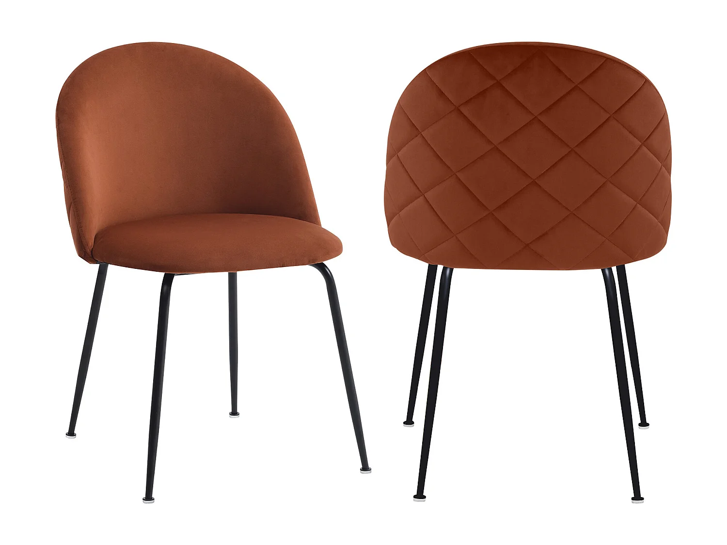 Lot de 2 chaises en velours et acier inoxydable noir - Terracotta - MELBOURNE
