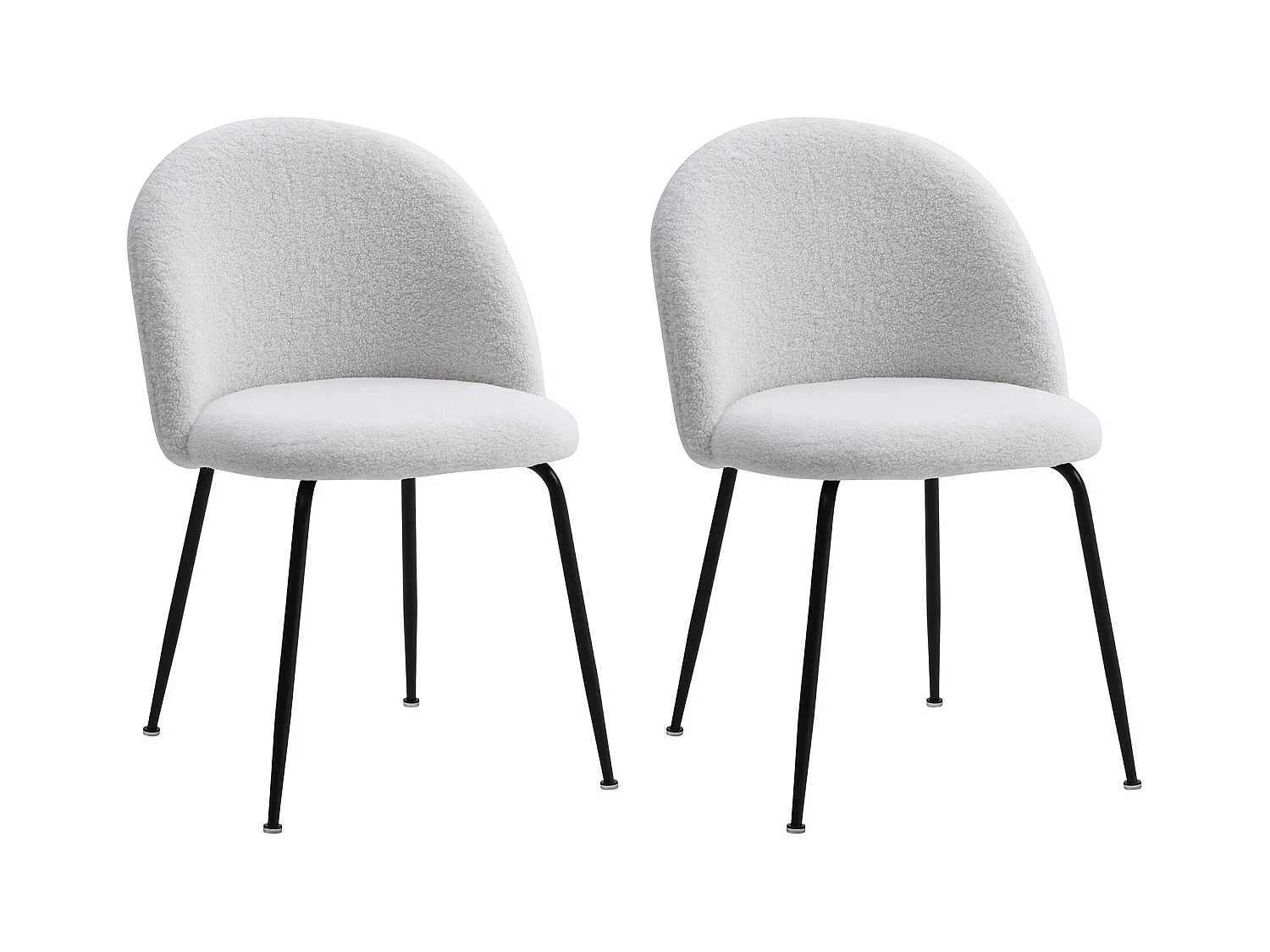 Sedia in Tessuto bouclette e Acciaio inossidabile Nero Bianco - Lotto di 2 - MELBOURNE