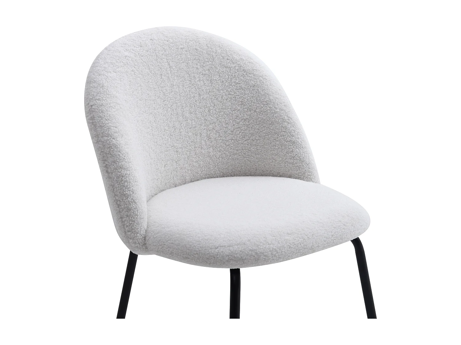 Lot de 2 chaises en tissu bouclette et acier inoxydable noir - Blanc - MELBOURNE