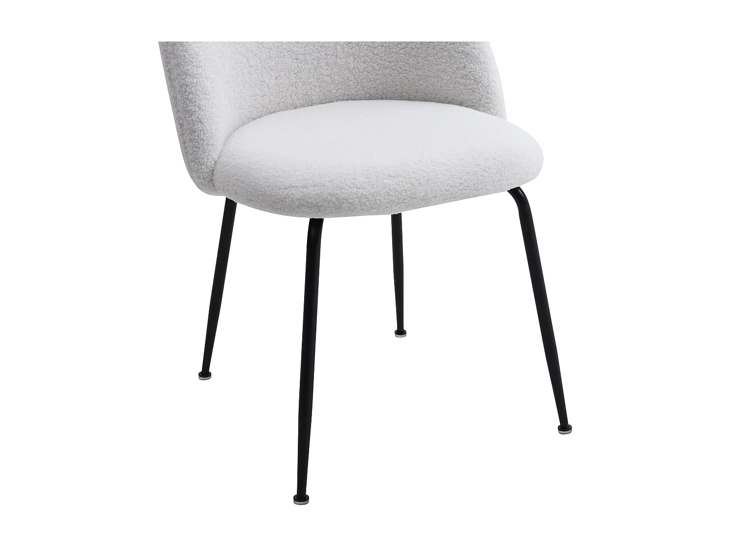 Lot de 2 chaises en tissu bouclette et acier inoxydable noir - Blanc - MELBOURNE