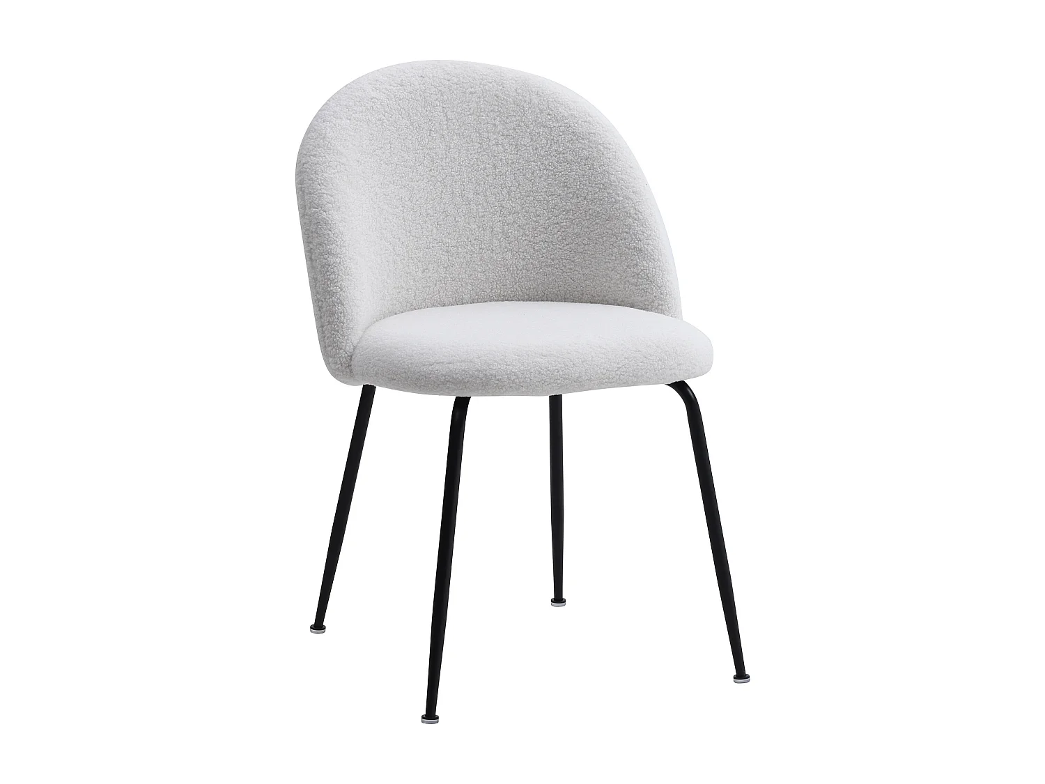 Lot de 2 chaises en tissu bouclette et acier inoxydable noir - Blanc - MELBOURNE
