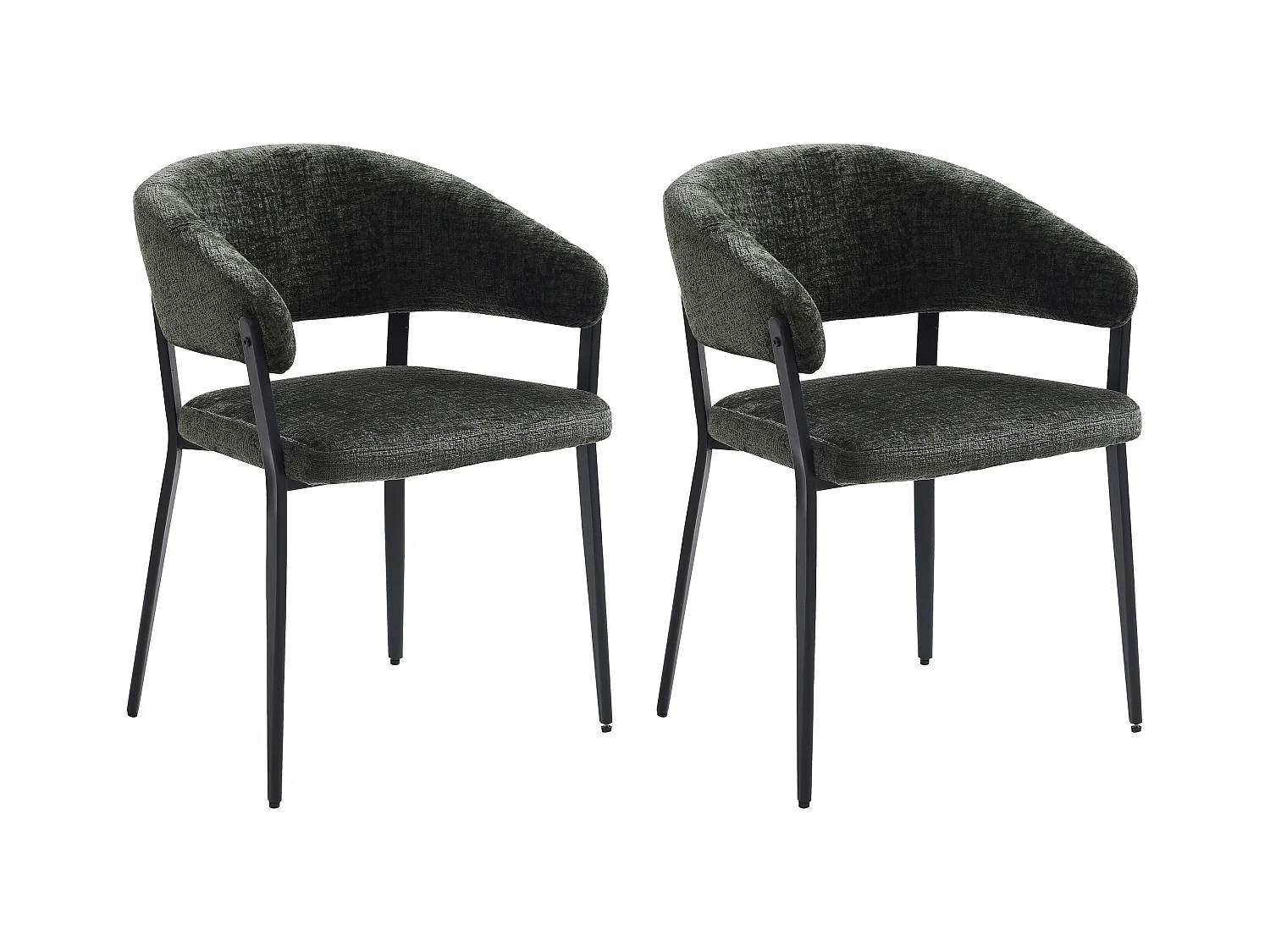 Lotto di 2 sedie con braccioli in Tessuto e Metallo Nero Verde - AVRELA