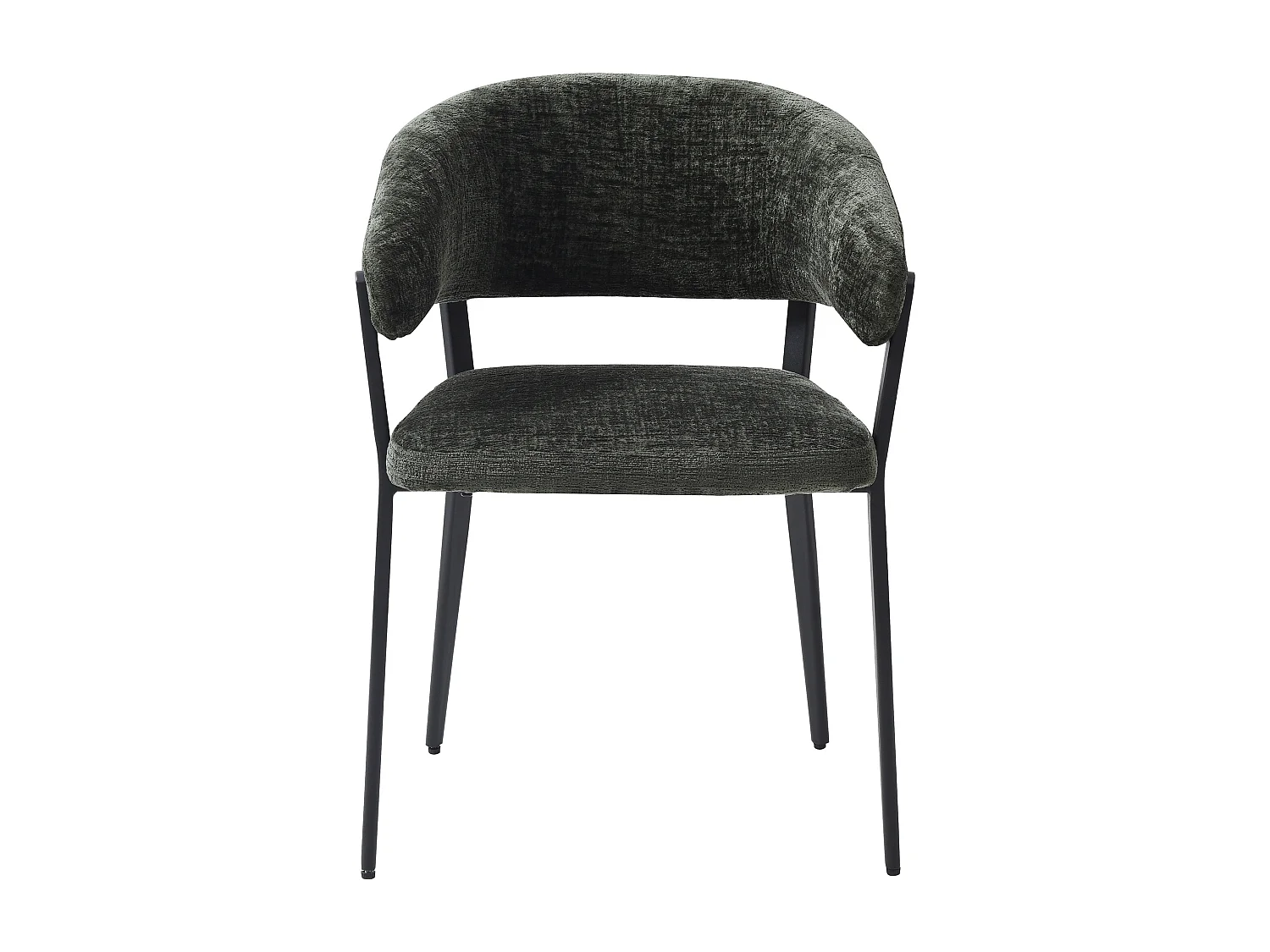 Set med 2 stolar med armstöd i tyg och svart metall - Grön - AVRELA