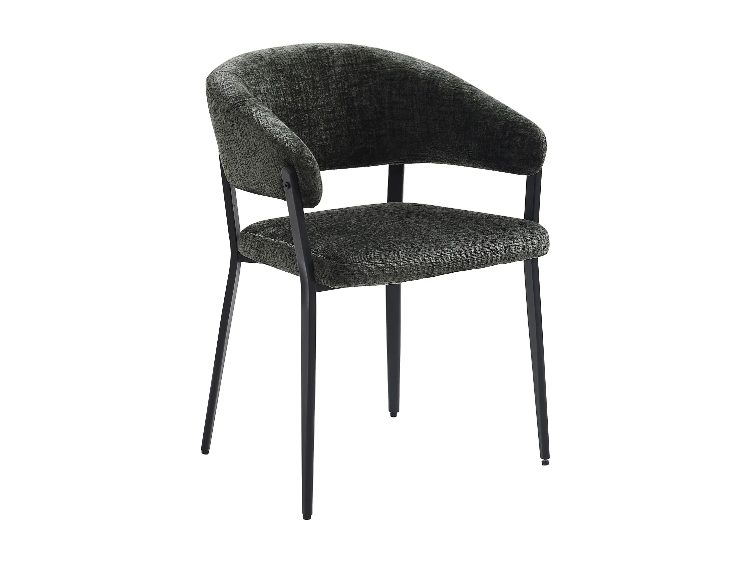 Set med 2 stolar med armstöd i tyg och svart metall - Grön - AVRELA