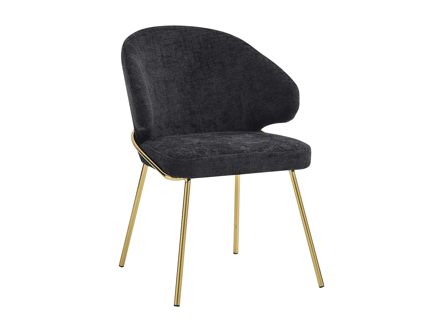 Set van 2 stoelen van stof en goudkleurig metaal - Zwart - LUXIVA van Pascal Morabito