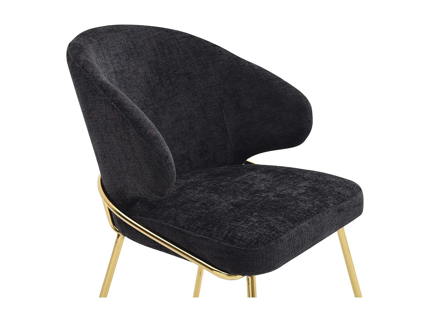 Set van 2 stoelen van stof en goudkleurig metaal - Zwart - LUXIVA van Pascal Morabito