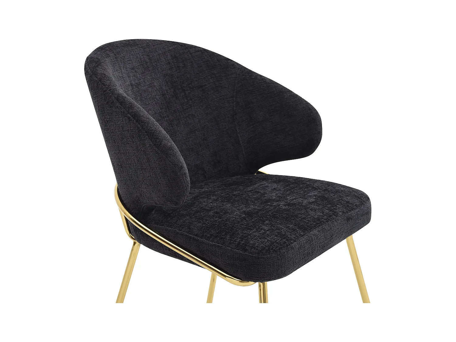 Set van 2 stoelen van stof en goudkleurig metaal - Zwart - LUXIVA van Pascal Morabito