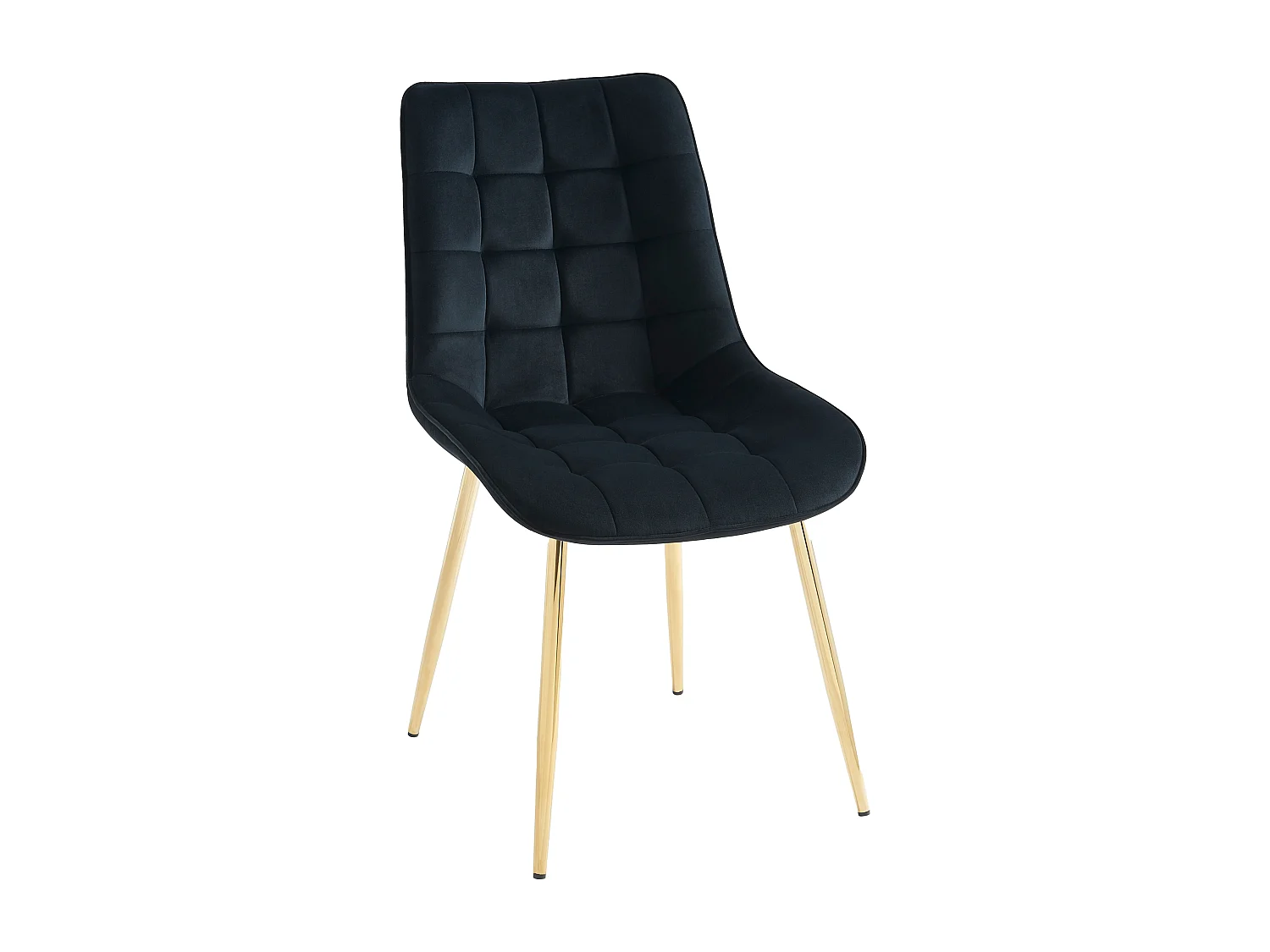 Polsterstuhl 2er-Set - Samt & goldfarbenes Metall - Schwarz - OLLUA