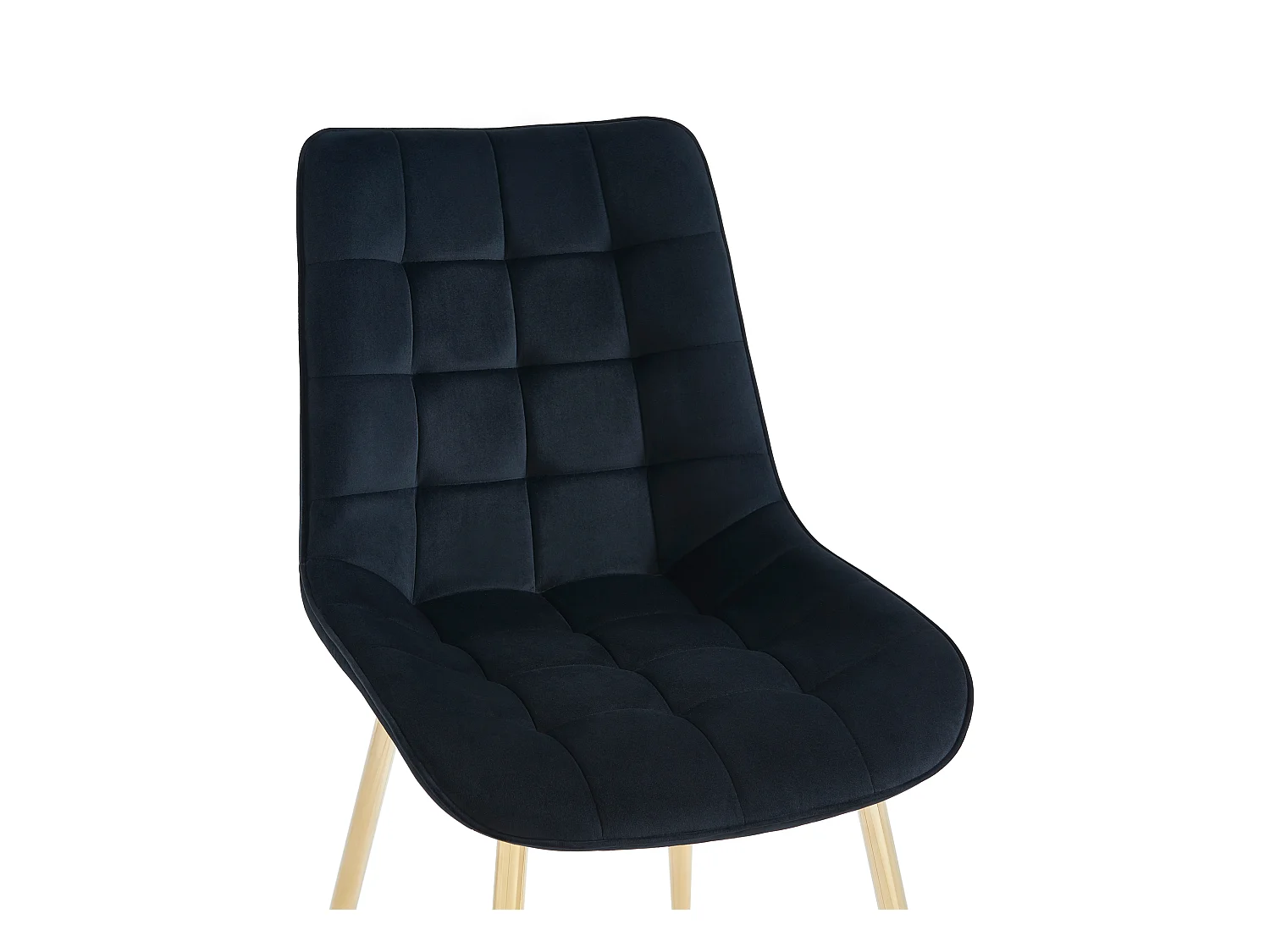 Sett med 2 vatterte stoler i fløyløv og forgylt metall - Svart - OLLUA