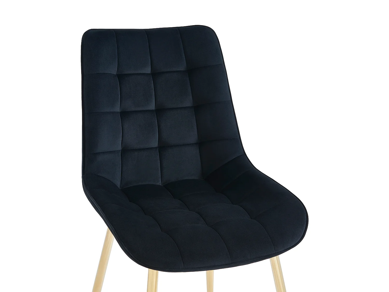 Lot de 2 chaises matelassées en velours et métal doré - Noir - OLLUA