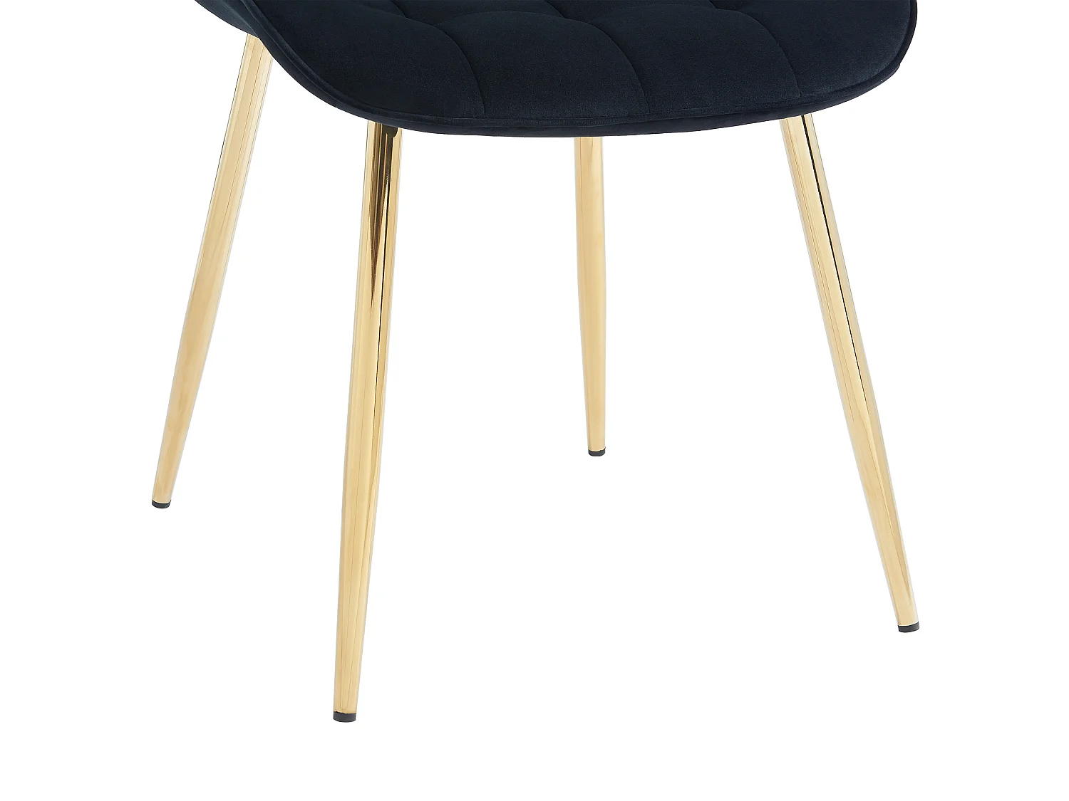 Lot de 2 chaises matelassées en velours et métal doré - Noir - OLLUA