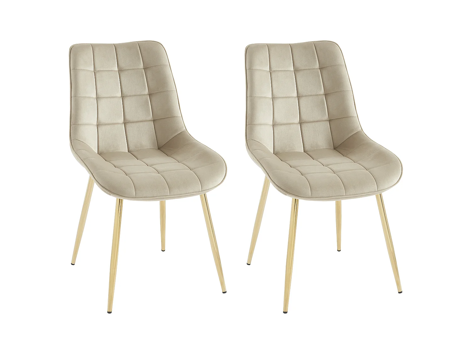 Polsterstuhl 2er-Set - Samt & goldfarbenes Metall - Beige - OLLUA
